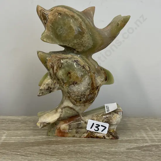 Marble figurine of 2 fish. H14cm
