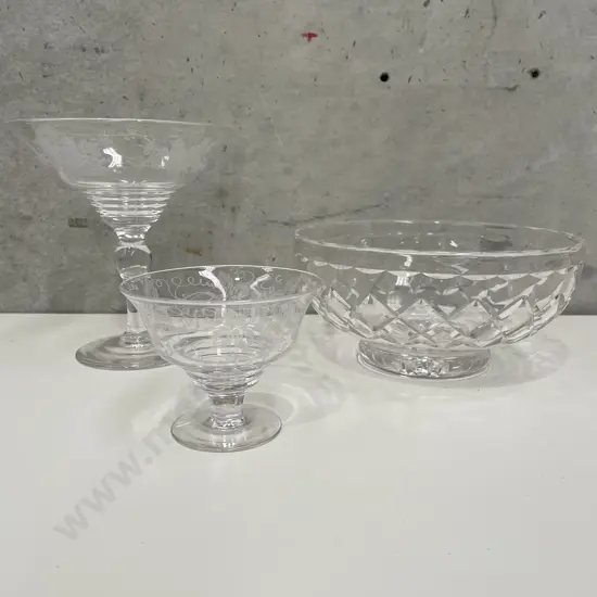Vintage Stuart Crystal Bowl, Sweet dish and Pedestal bowl