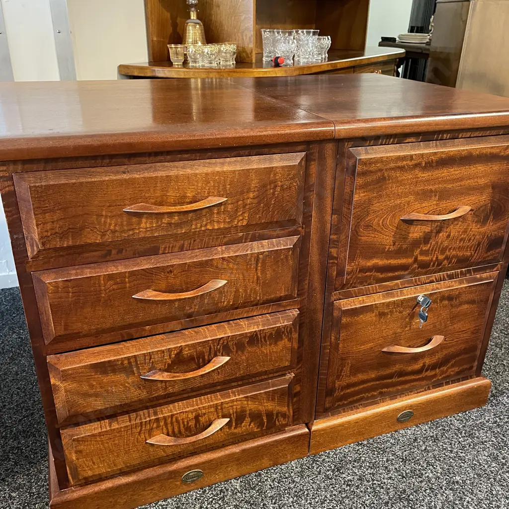 Everwood Solid Wood 4 drawer Desk with matching detachable Filing Cabinet Image 1++