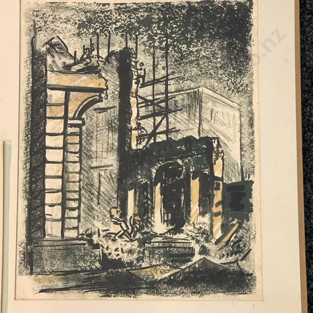 Artworks: Lithograph by Henry Rushbury (UK 1889-1968), With Signed Watercolour and Original City Scape by AL Wong Image 1++
