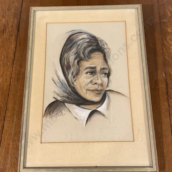 Framed Original Artwork of "Kaeaea". Pastel. Signed B Davis '75. 55 x 40cm