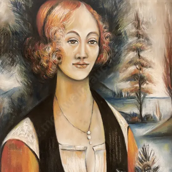 Framed Original Artwork. Pastel. Copy of De Vinci's "Beatricia Deste". 86 x 69cm