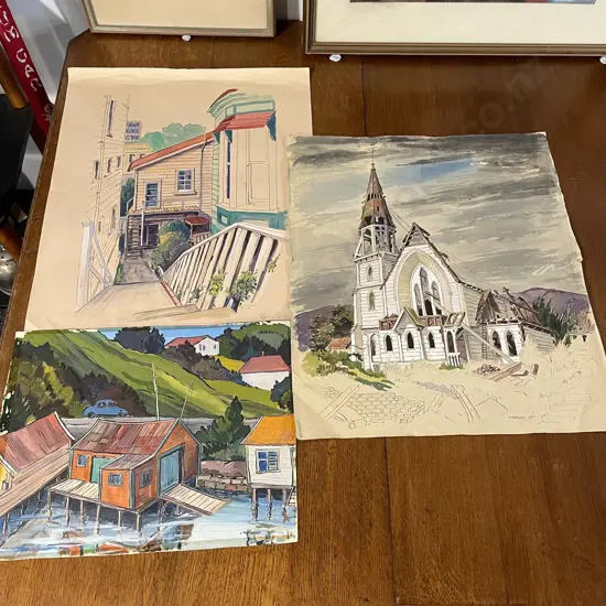 Assortment of early unframed original Artworks by George Packwood (1916-1991) 