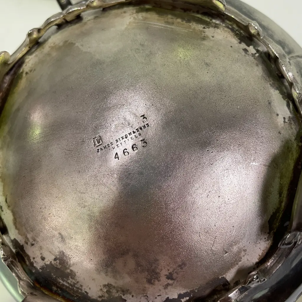 Vintage James Dixon and Son 2 handled lidded sugar bowl with Stamped Silver Plated teapot Image 1++