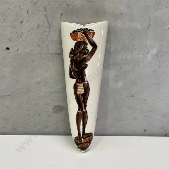 Sydney Pottery Hand Painted Wall Pocket. H30cm