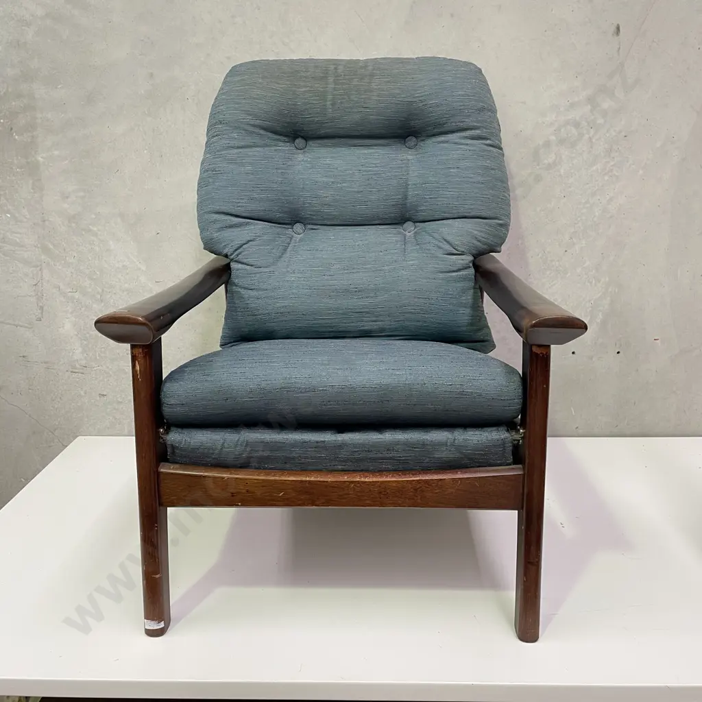 Mid Century Tessa Armchair. Button back teal/green fabric. Spring Base and Back. Struturally very sound. Image 1++