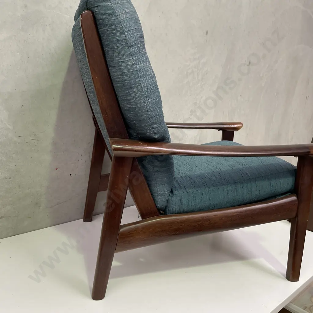 Mid Century Tessa Armchair. Button back teal/green fabric. Spring Base and Back. Struturally very sound. Image 1++