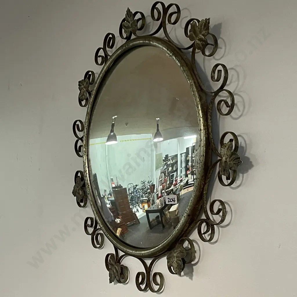 Ornate Metal Framed Curvex Mirror - some rust Image 1++