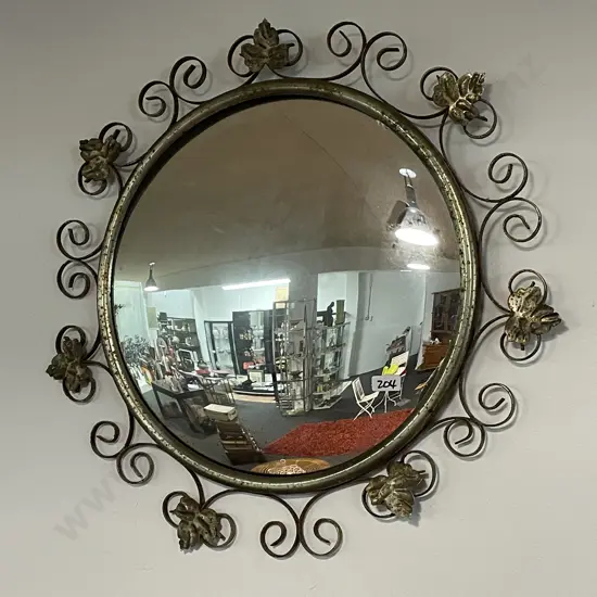 Ornate Metal Framed Curvex Mirror - some rust