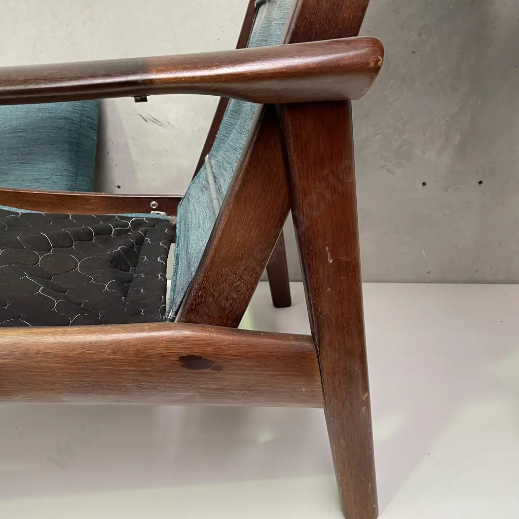 Mid Century Tessa Armchair. Button back teal/green fabric. Spring Base and Back. Struturally very sound. Image 1++