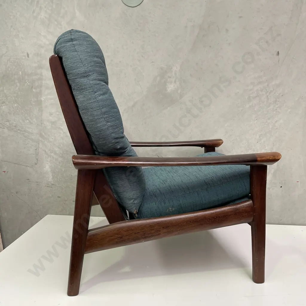 Mid Century Tessa Armchair. Button back teal/green fabric. Spring Base and Back. Struturally very sound. Image 1++