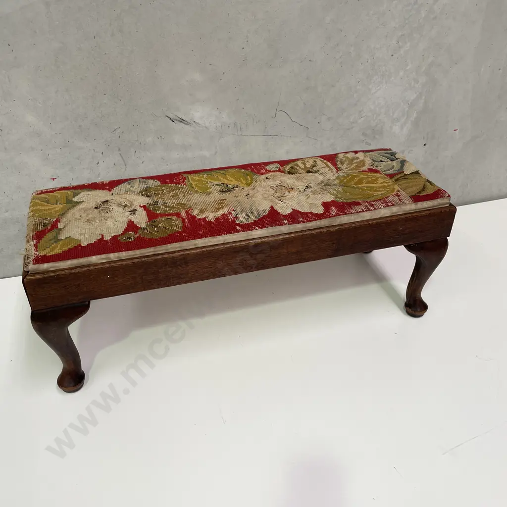 Vintage Solid Wood Wide Footstool. Needs recovering, H32, 85 x 32cm Image 1++