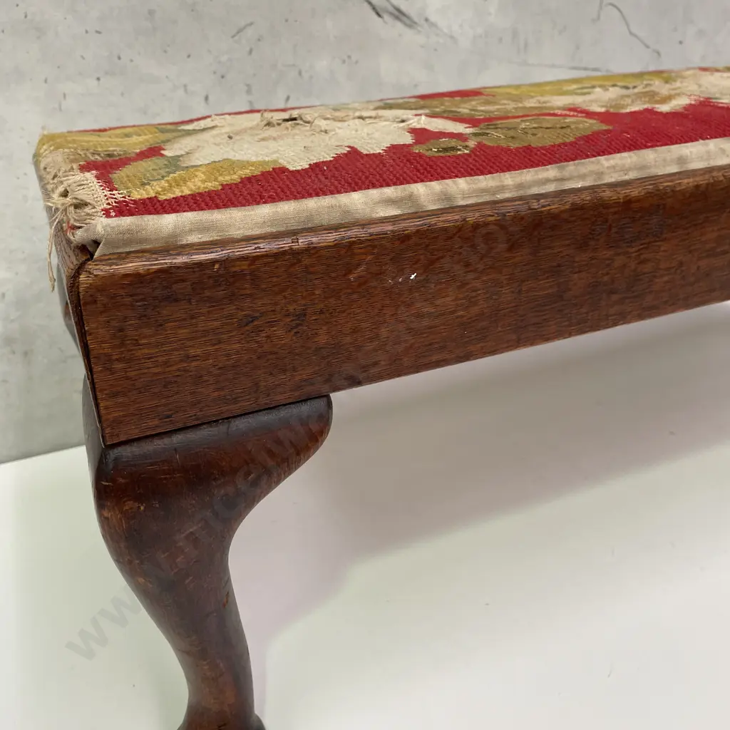 Vintage Solid Wood Wide Footstool. Needs recovering, H32, 85 x 32cm Image 1++