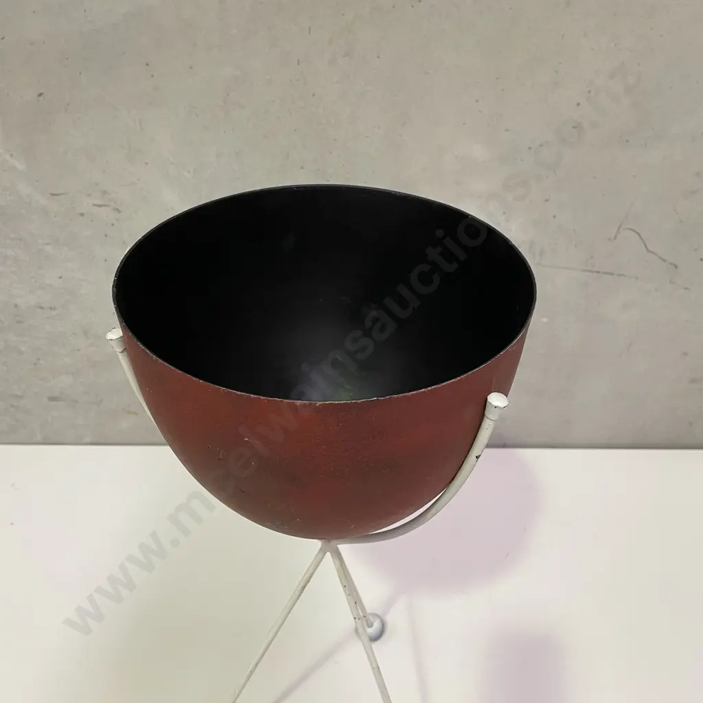 Vintage Mid Century Anodised tri footed plant stand. Ball feet. H58cm Image 1++