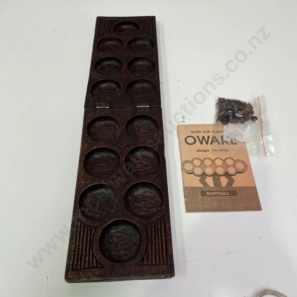 Vintage Wooden South African "Oware" game Image 1++