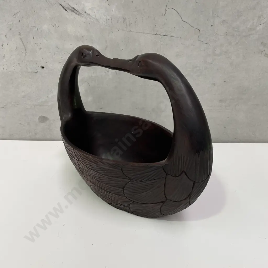 Vintage Philippines Kissing Ducks Wooden Salad Bowl, 30 x 42cm Image 1++