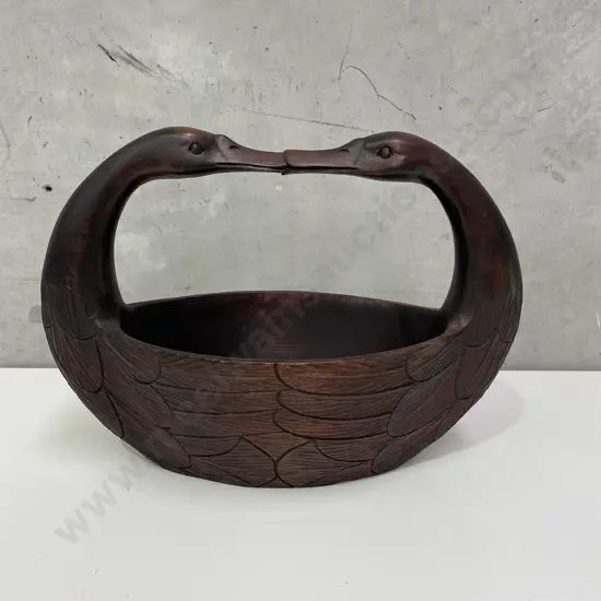 Vintage Philippines Kissing Ducks Wooden Salad Bowl, 30 x 42cm