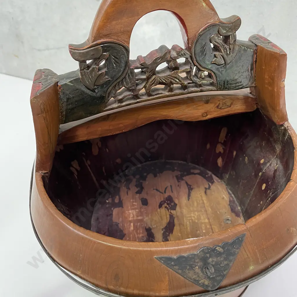 Vintage Chinese Wooden Food Carrier, 34 x 34cm Image 1++