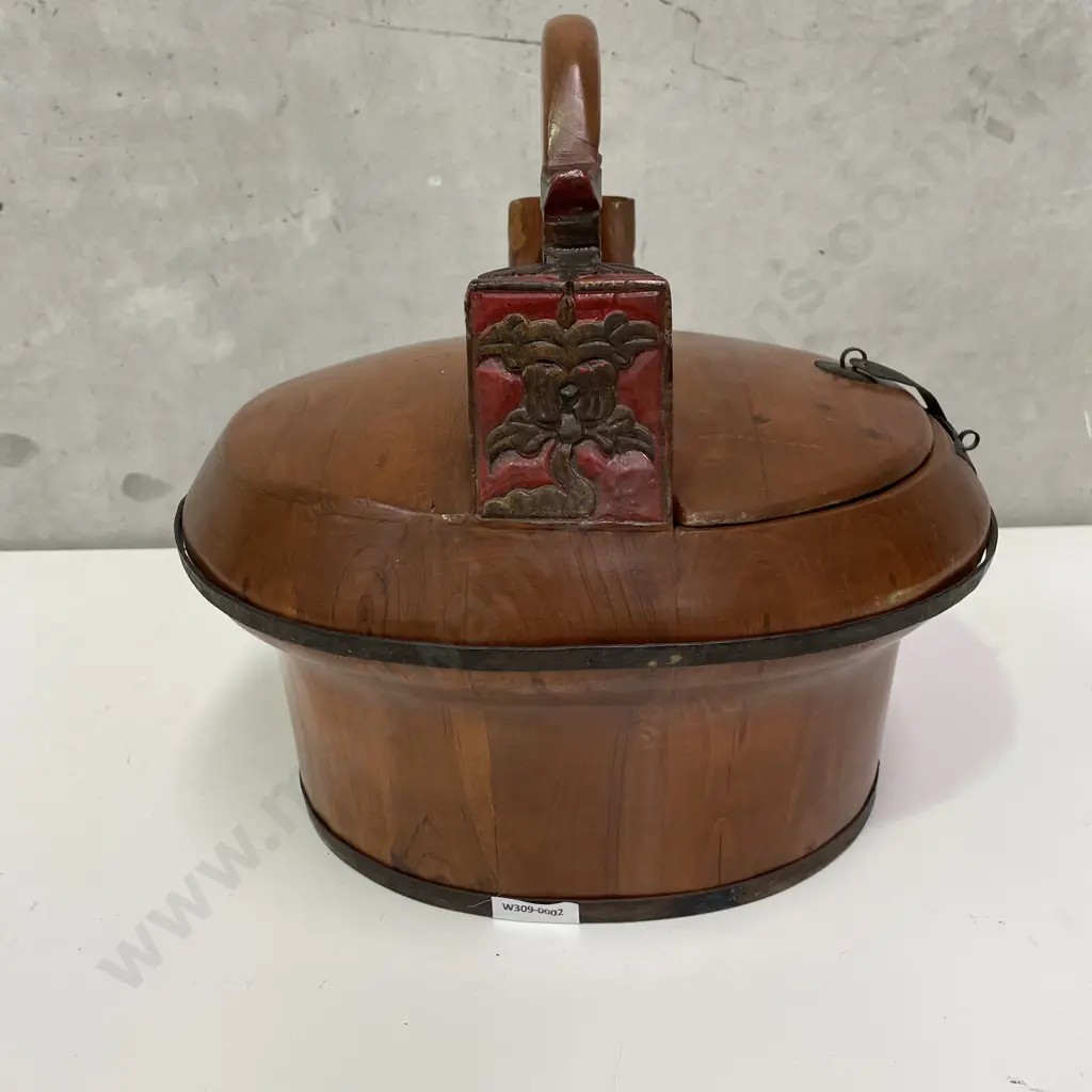 Vintage Chinese Wooden Food Carrier, 34 x 34cm Image 1++