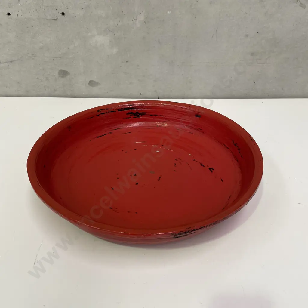 Vintage Red Chinese Bowl, Dia40cm Image 1++