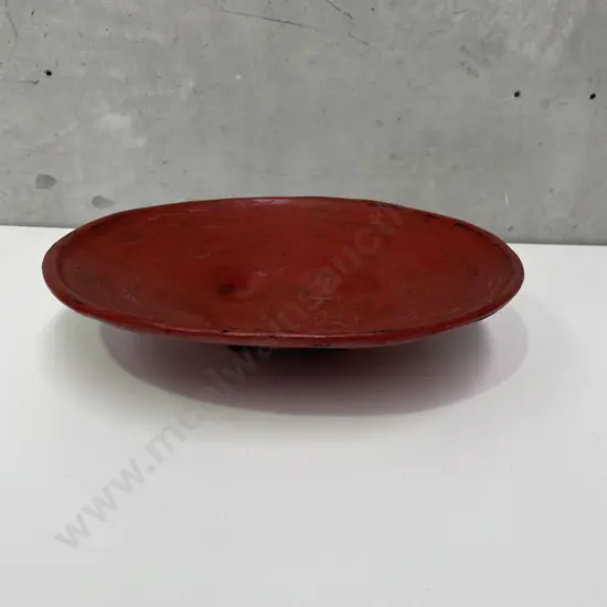 Vintage Red Chinese Footed Bowl, Dia47cm