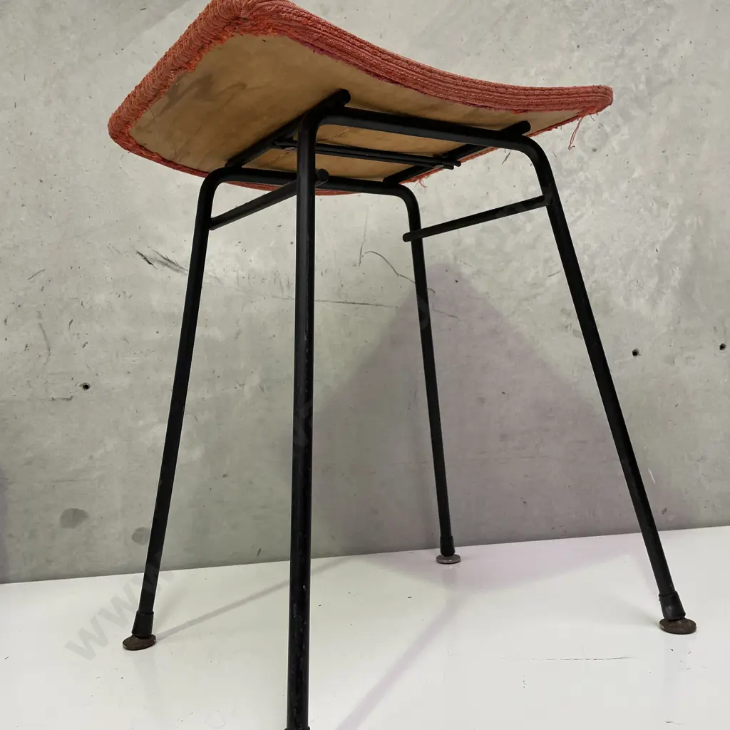 Vintage Retro Iron Framed Stool Image 1++