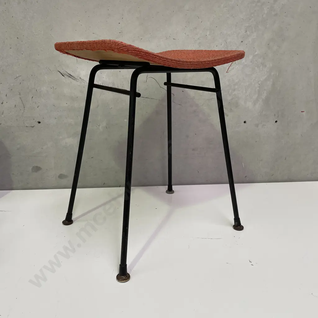 Vintage Retro Iron Framed Stool Image 1++