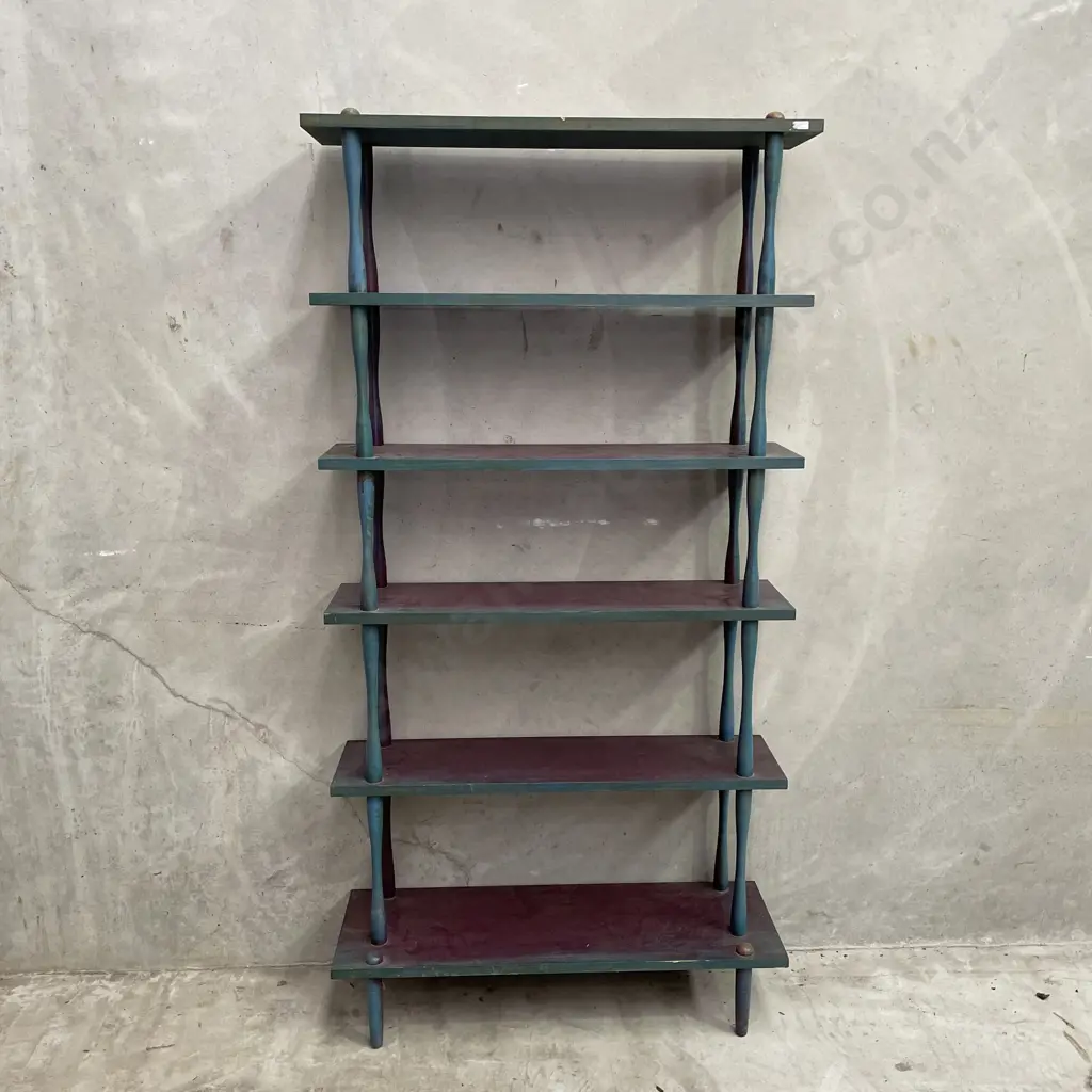 Vintage Mid Century 6 tier Wooden Shelving Unit. H165cm, W84 D28cm Image 1++
