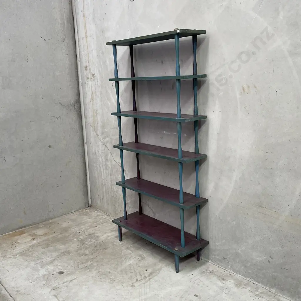 Vintage Mid Century 6 tier Wooden Shelving Unit. H165cm, W84 D28cm Image 1++