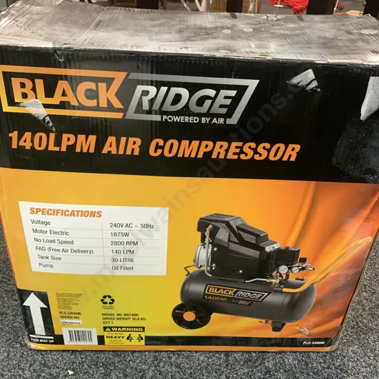 As New in Box Black Ridge 140LPM Air Compressor