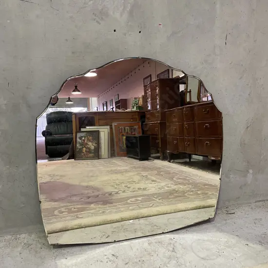 Vintage Bevelled Mirror, solid wood back. Comes with wood supports. 87 x 91cm 