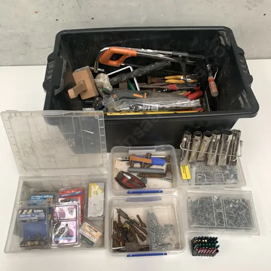 Black Plastic Container of various tools etc