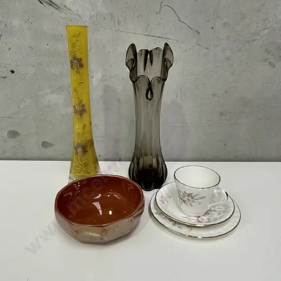 Assorted Collectable Items including Art Glass Trio etc