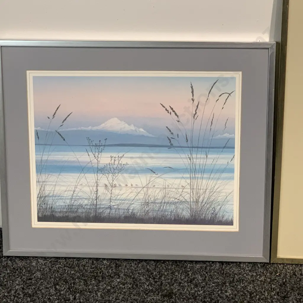 Pair of Framed and Glazed Artworks. "The Morning II" by Kathleen Caddick and 'Boundary Bay' by Jeane Duffy Image 1++