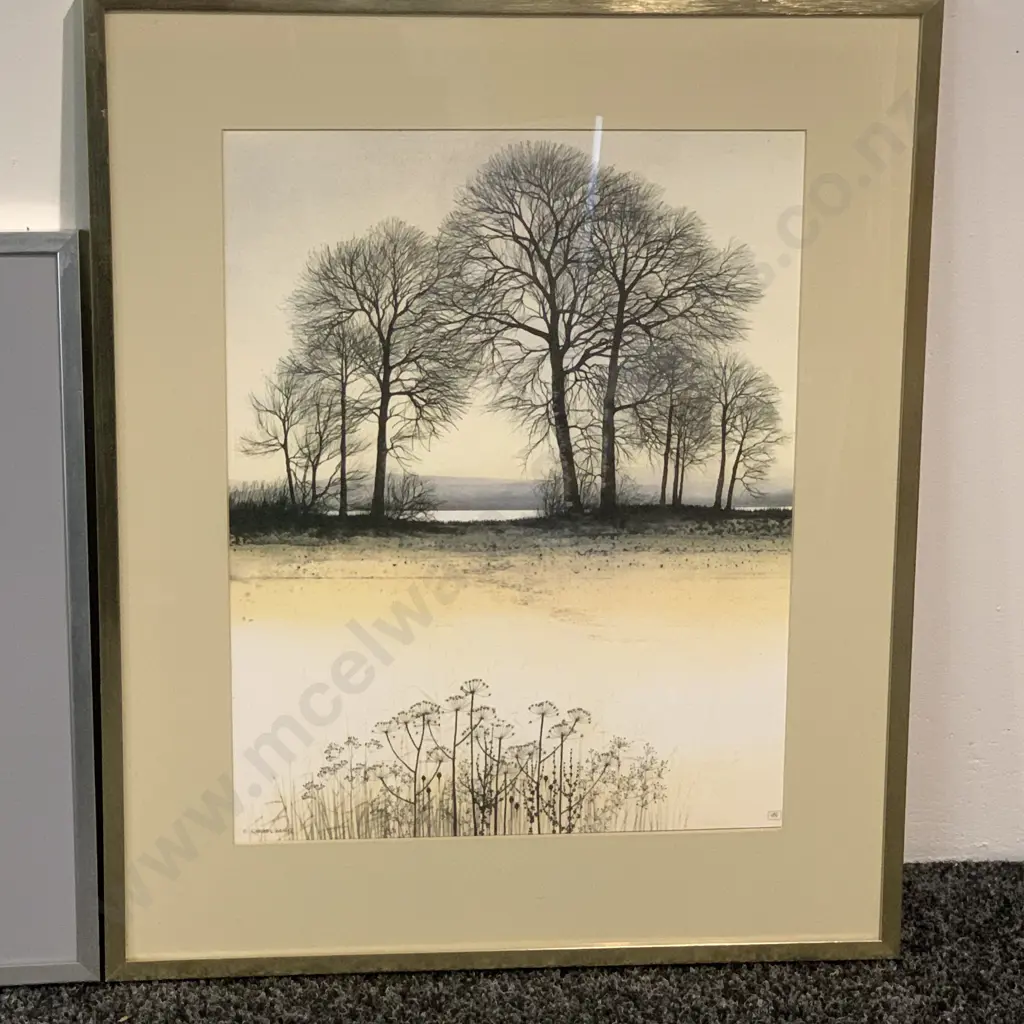 Pair of Framed and Glazed Artworks. "The Morning II" by Kathleen Caddick and 'Boundary Bay' by Jeane Duffy Image 1++