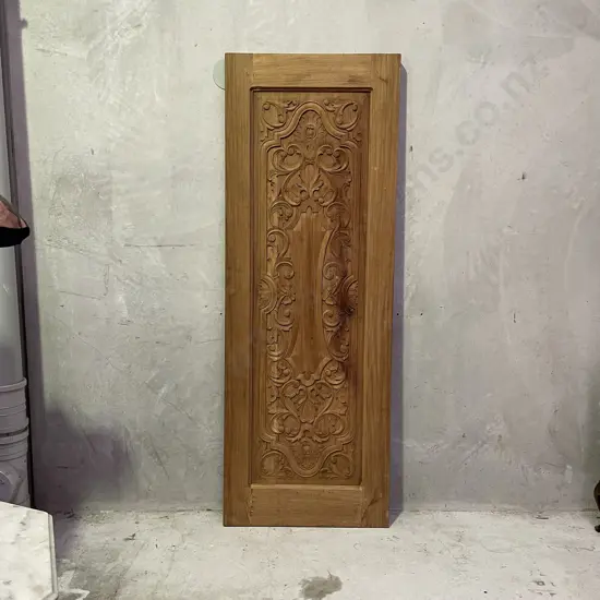 Vintage Solid Carved Teak Panel/Door. Carved both sides. H2.1m W75cm D4cm