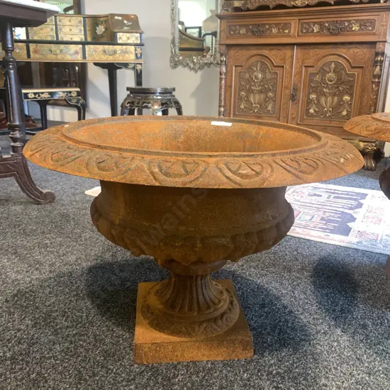 Cast Iron Round French Classical Style Planter, Rust Colour, 45 x 63cm, 41Kg