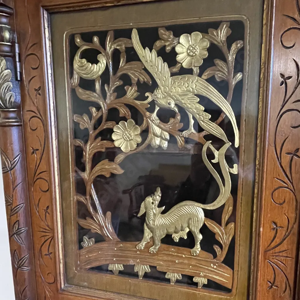 Magnificent Early 20th Century Peranakan 2 piece Solid wood (perhaps teak or oak) Cabinet. Image 1++