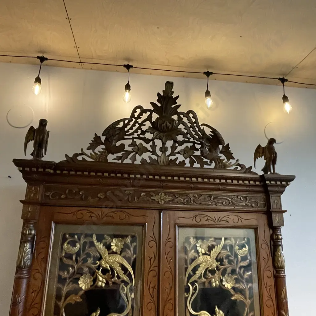 Magnificent Early 20th Century Peranakan 2 piece Solid wood (perhaps teak or oak) Cabinet. Image 1++