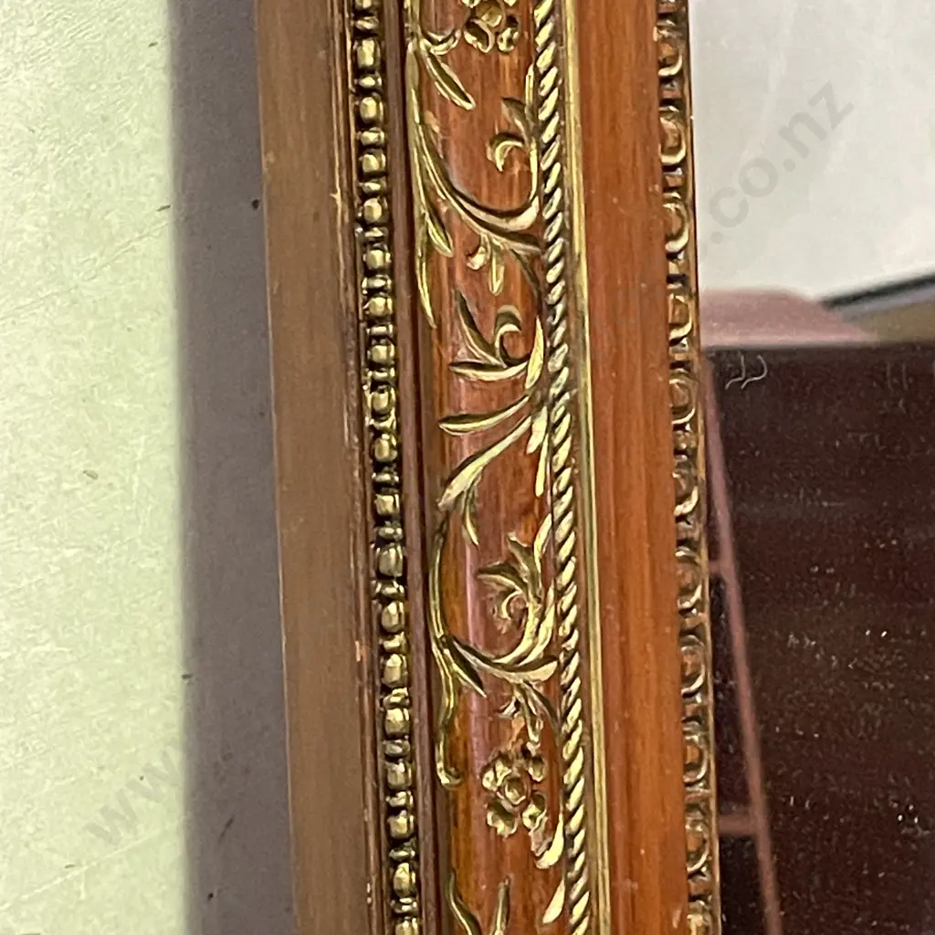 Large Vintage Solid Wood Framed Mirror. Carved and gilded frame detail. 194 x 63cm Image 1++