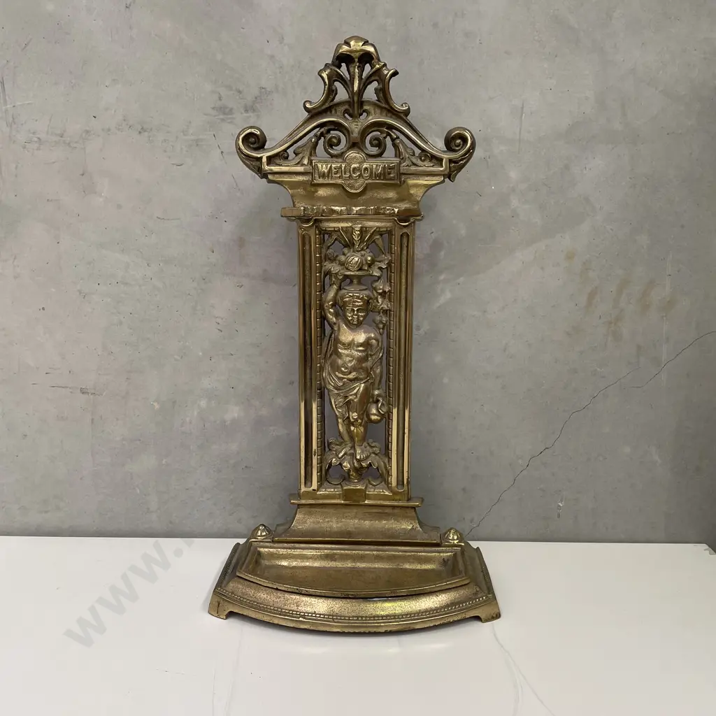 Stunning Antique Solid Brass Umbrella Stand. H73 W37 D20cm Image 1++