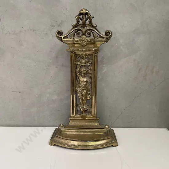 Stunning Antique Solid Brass Umbrella Stand. H73 W37 D20cm