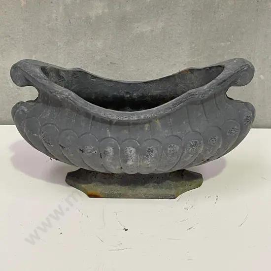 Cast Iron Oval Footed Planter, Lead Colour Finish, H18 W32 D14cm, 6.6Kg