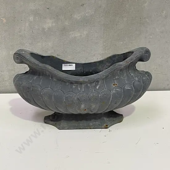 Cast Iron Oval Footed Planter, Lead Colour Finish, H18 W32 D14cm, 6.6Kg