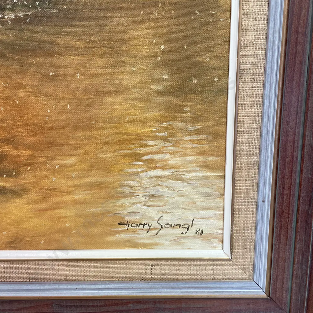 Original Framed Artwork. Signed Harry Sangl '81. "Tranquility". 78 x 67cm Image 1++