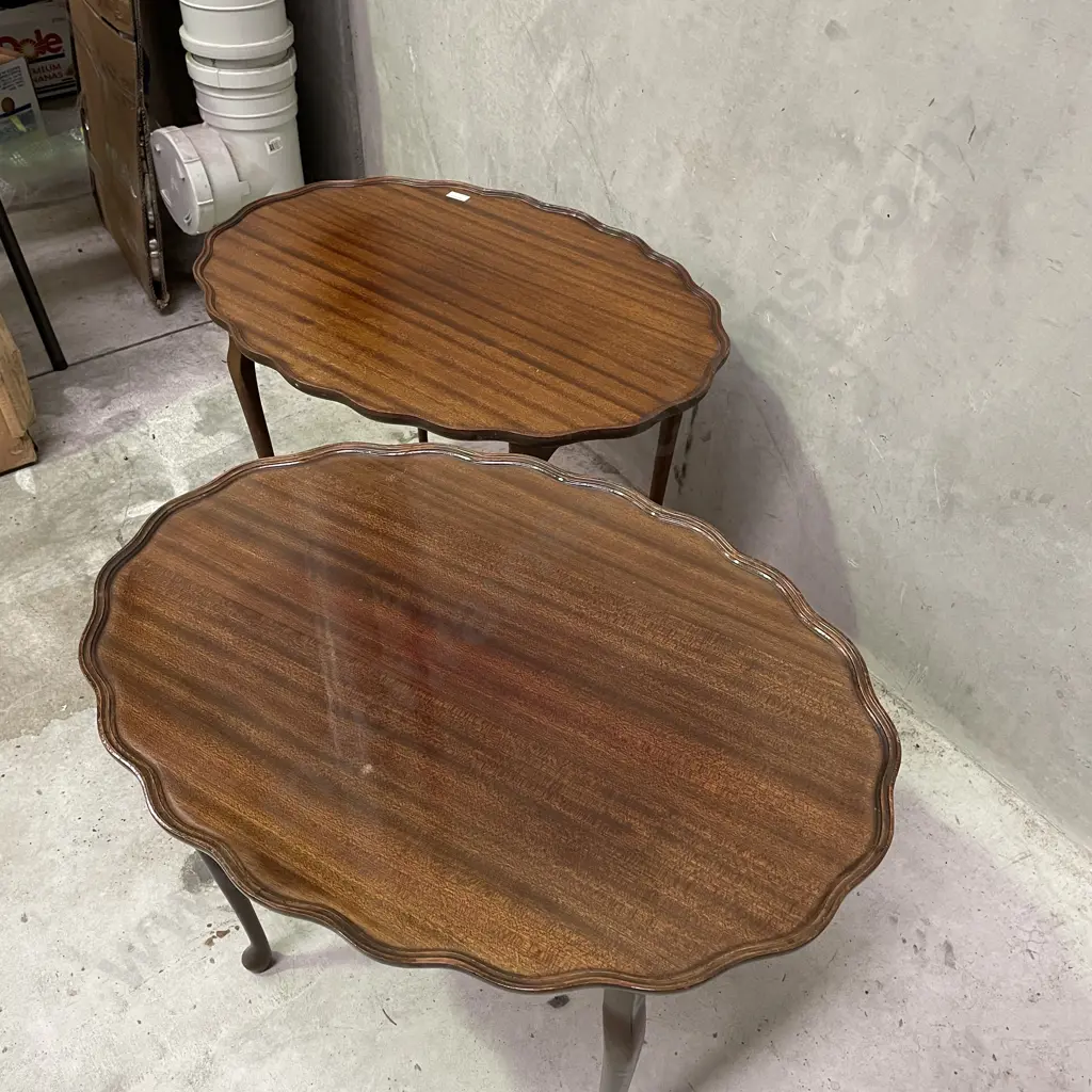 Pair Vintage Mahogany Oval Occassional Tables. H48 - Tops 72 x 50 and 53 x 73cm Image 1++