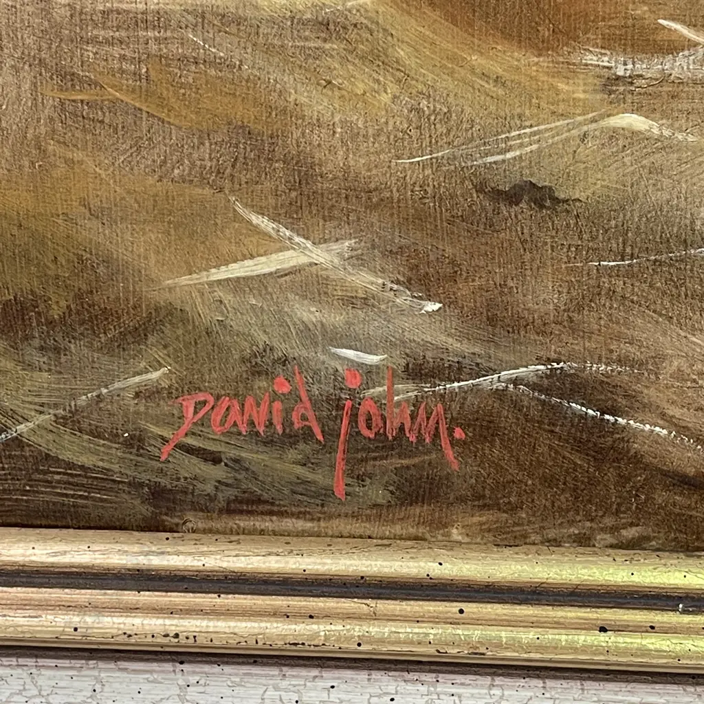 Original Framed Artwork. Signed David John. "Dees' Coat". 72 x 56cm Image 1++