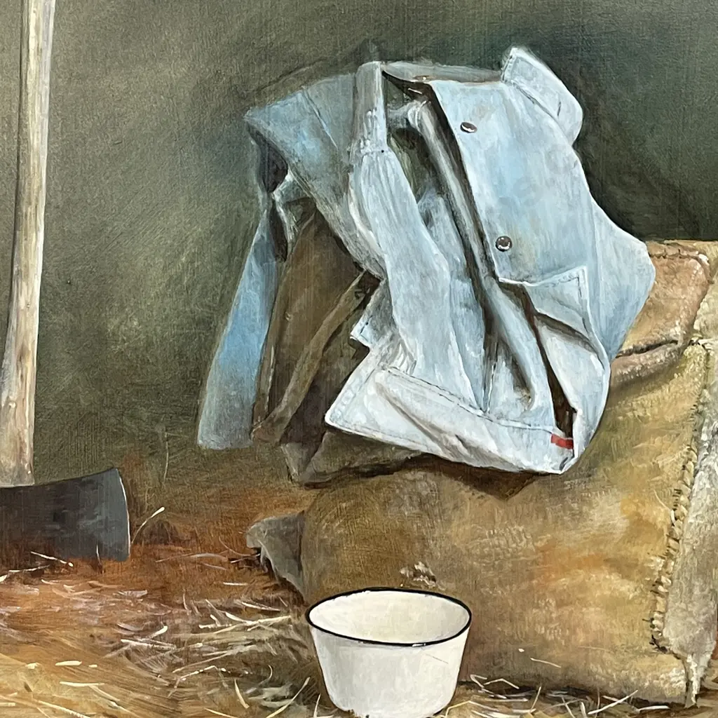 Original Framed Artwork. Signed David John. "Dees' Coat". 72 x 56cm Image 1++