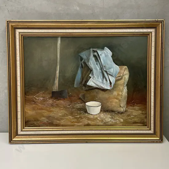 Original Framed Artwork. Signed David John. "Dees' Coat". 72 x 56cm