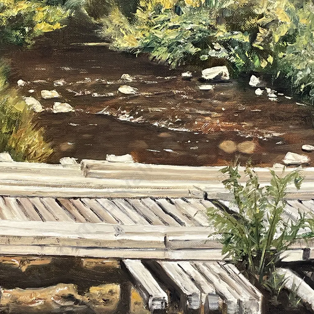 Original Framed Artwork. Signed Harry Sangl '83. "Old Bridge in the Bush". 68 x 58cm Image 1++